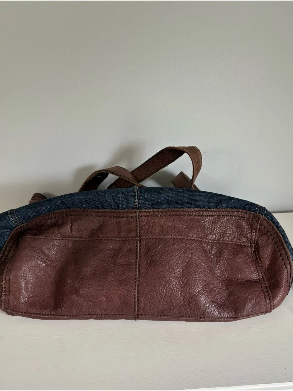 Lucky Brand Vintage Y2K Denim Leather Slouchy Hobo Shoulder Bag Tote Carnaby St